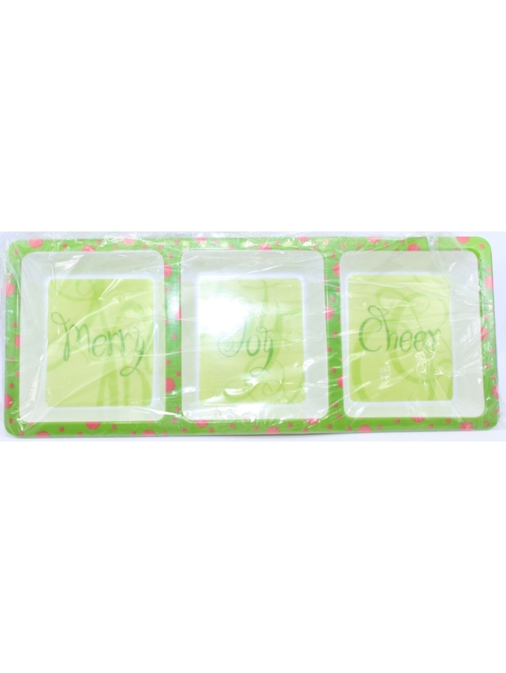 Cypress Home Merry Joy Cheer Holiday Server Decorative 3 Section Serving Plate